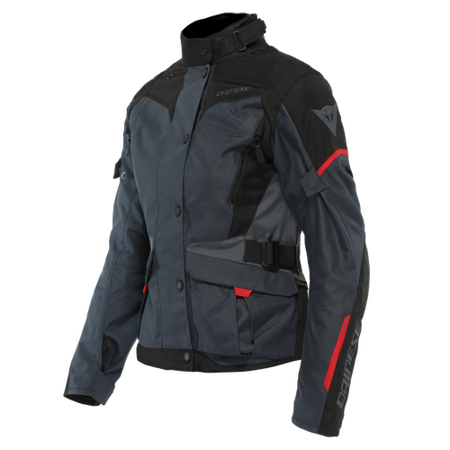 Dainese Tempest 3 Lady D-Dry Motorcycle Jacket  Ebony/Black/Lava-Red/48