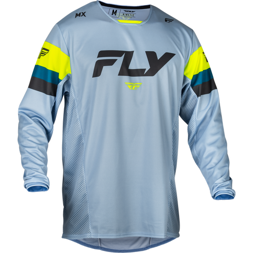 Fly Kinetic Prix 2024 Motorcycle Jersey Ice Grey Charcoal Hi-Viz Small