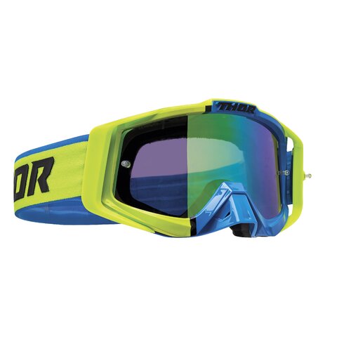 Thor Sniper Pro Divide Motorcycle Helmet Goggles - Lime/Blue