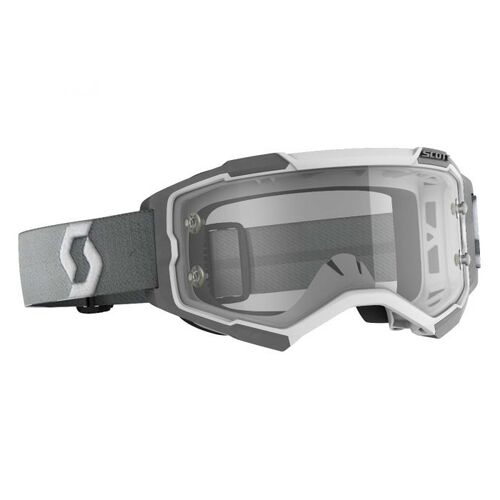 Scott Fury Clear Works Motorcycle Goggle - White/Grey