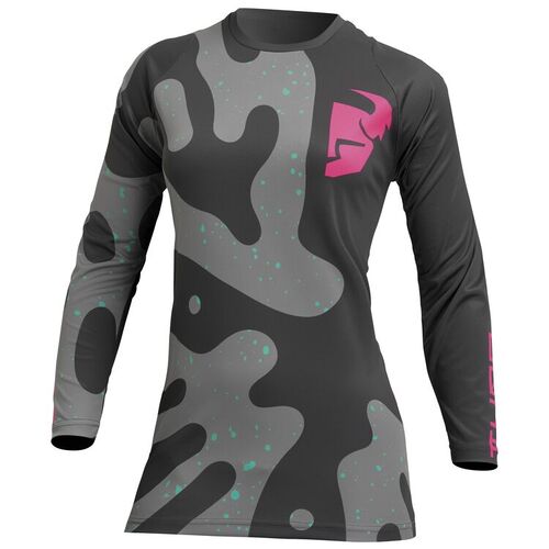Thor Sector Women's Disguise Motorcycle Jersey - Grey/Pink
