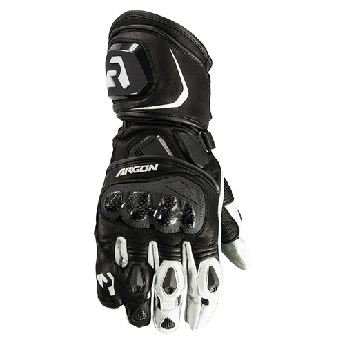 Argon Mission Leather Motorcycle Road Gloves - Black/White L