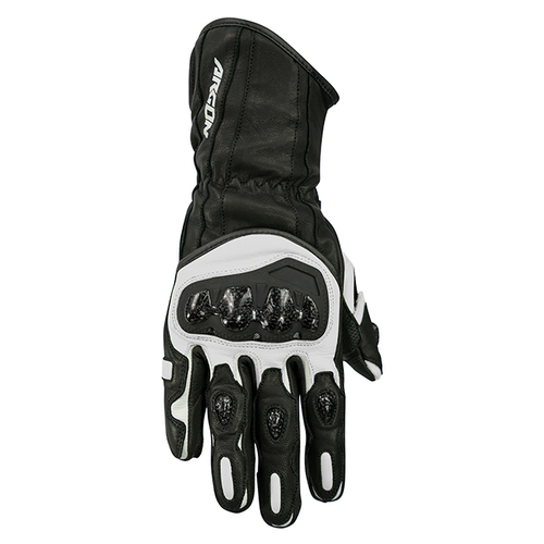 Argon Rush Leather Ladies Motorcycle On Road Gloves - Black/White M