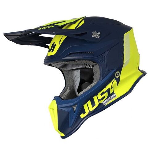 Just 1 J18 Mips Pulsar Motorcycle Helmet Fluro Yellow Blue Matte Xs