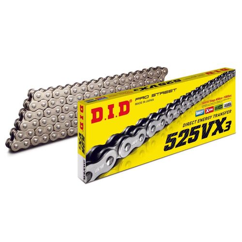 DID 525VX3 S&S -124 ZB Pro Street X-Ring Silver Drive Chain