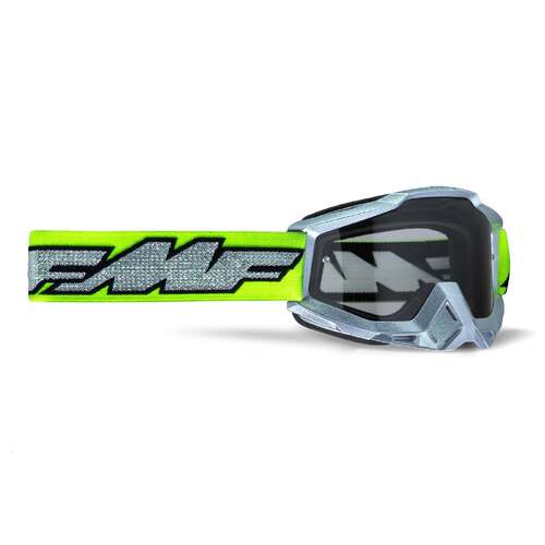 FMF Vision Powerbomb Rocket Silver Lime w/Clear Lens Goggles