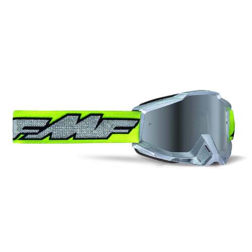 FMF Vision Powerbomb Rocket Silver Lime w/Mirror Silver Lens Goggles