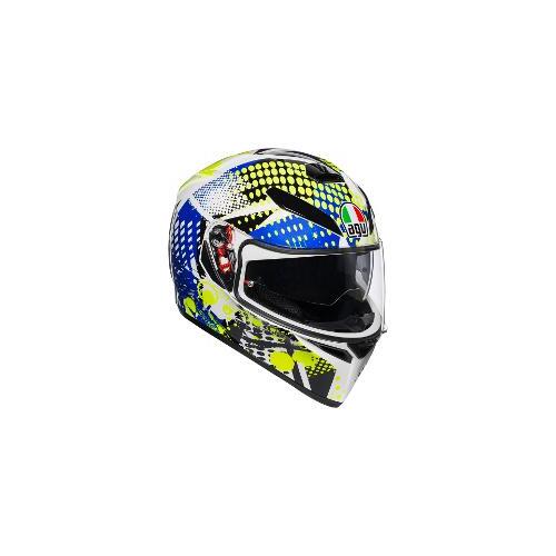 AGV K3 SV Motorcycle Helmet Pop White/Blue/Lime 