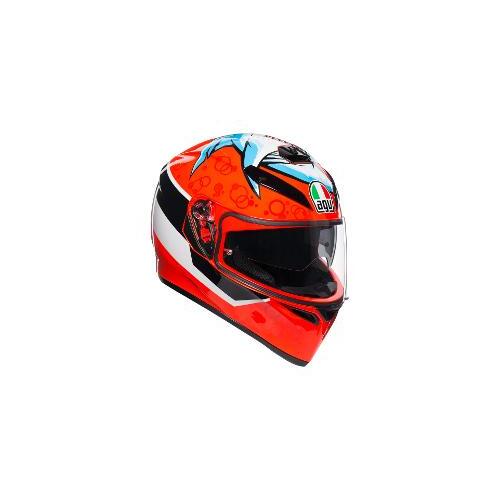 Agv K3 SV Attack Motorcycles Helmet - White/Black/Red