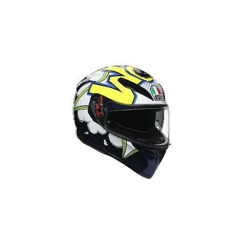 Agv K3 SV Bubble Motorcycles Helmet - Blue/White/Fluro Yellow