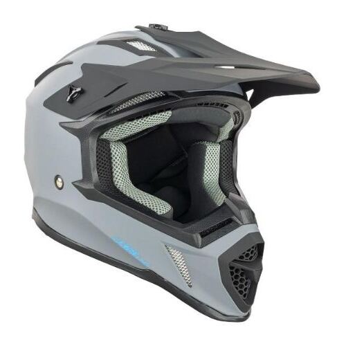 Nitro MX760 Satin Motorcycle Helmet - Gunmetal/Blue Logo