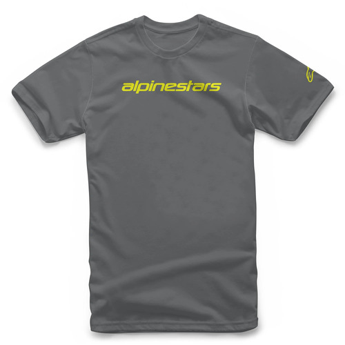 Alpinestar Linear Wordmark T-Shirt Charcoal Fluro Yellow S