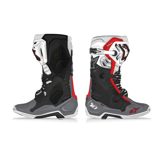 Alpinestar Tech 10 Motorcycle Boots (My20) Supervented Black White Grey Red 