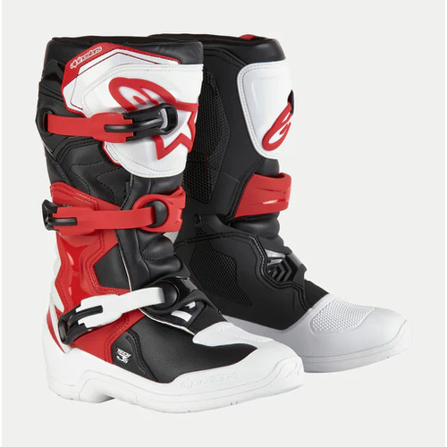 Alpinestar Tech 3S Youth Motorcycle Boot White-Black-Bright Red / Youth 02