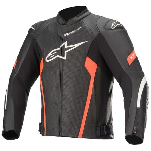 Alpinestars Faster V2 Air Motorcycle Leather Jacket - Black/Fluo Red