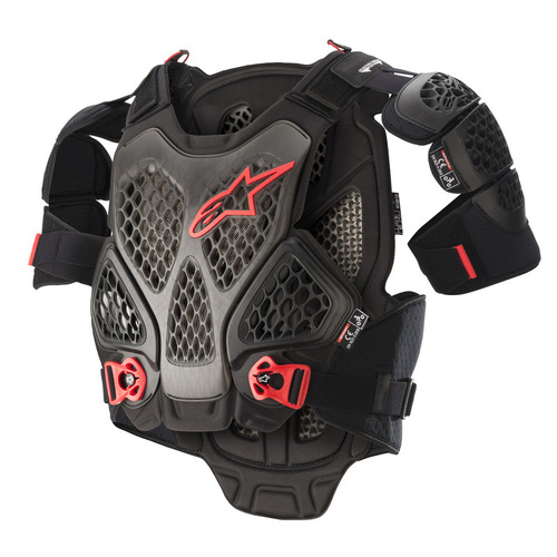 A6 Motorcycle Chest Armour Black Anthracite Red / Xs/S
