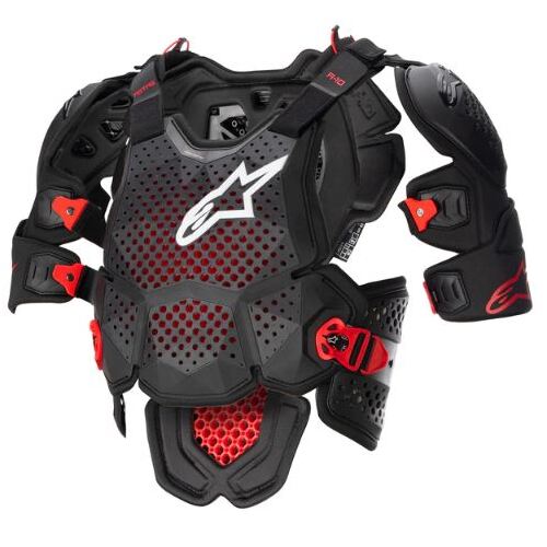 A10 V2 Motorcycle Full Chest Protector Anthracite Black Red (1431) / Xs/S