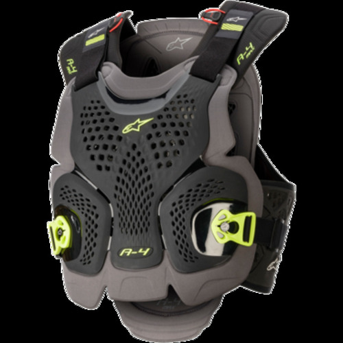 A4 Max Motorcycle Chest Protector Black Anthracite Yellow Fluro / Xs-S