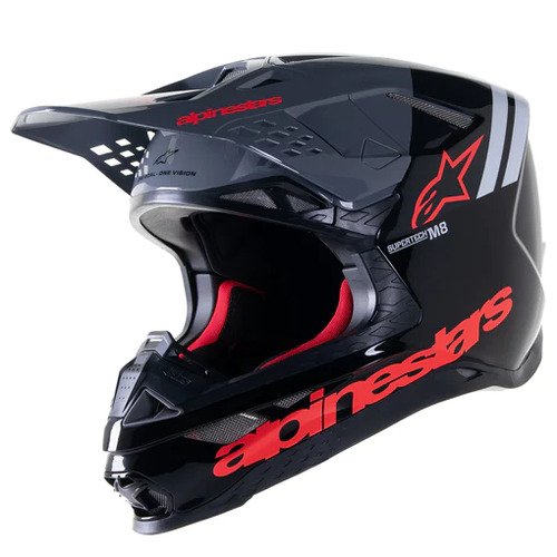 Alpinestar SM8 Radium 2 Motorcycle Helmet Gloss Black Neon Red / 64 (Xxl)