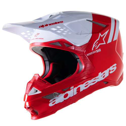 Alpinestars SM8 Radium 2 Motorcycle Helmet Gloss Bright Red White (3012) / 56 (S)