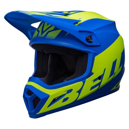 Bell MX-9 MIPS Disrupt Motorcycle Helmet - Matte Classic Blue/Hi-Viz Yellow