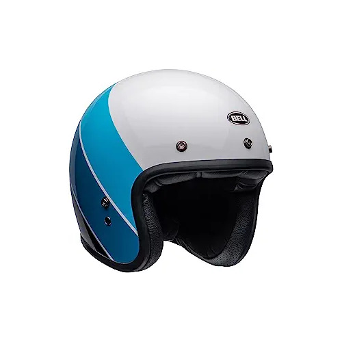 Bell Custom 500 Riff Jet Road Motorcycle Helmet White /Blue (Sm)