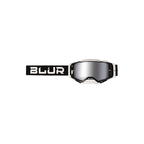 Blur B-40 Off Road Motorcycle Goggle Black/White (Silver Lens)