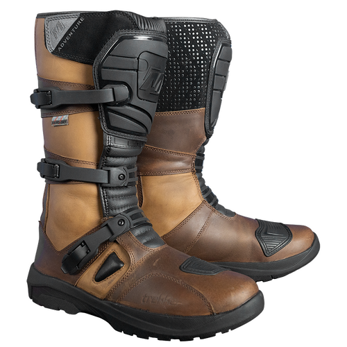 Motodry Men Trekker Adventure Lea Waterproof Boots - Black/Brown