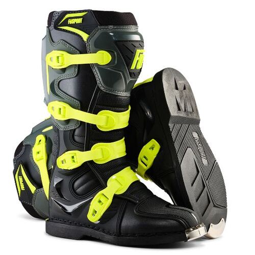 Fusport Dirt Pilot 2 Motorcycle Boots - Black/Fluro Yellow/D 'Grey