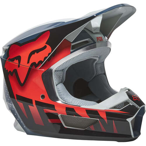 Fox Racing V1 Trice ECE Motorcycle Helmet  - Grey Orange