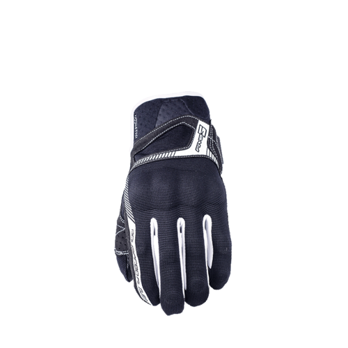 Five RS-3 Motorcycle Leather Gloves - Black/White