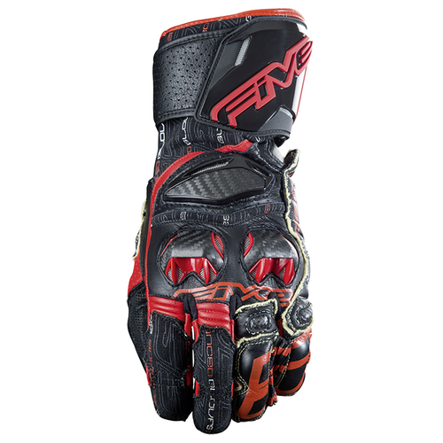 Five RFX Race Motorcycle Leather Gloves - Black/Red