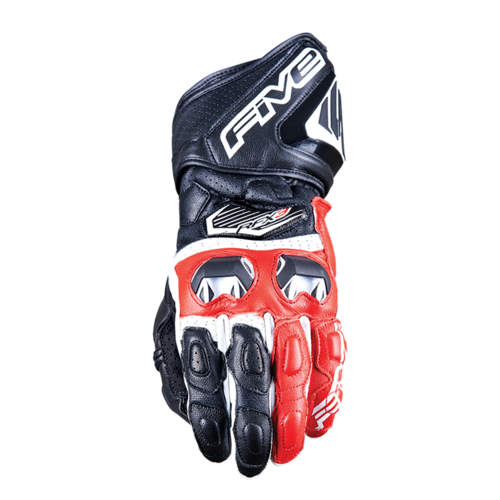 Five RFX-3 Motorcycle Leather Gloves - Black/Red