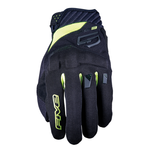 Five RS-3 Evo Motorcycle Gloves - Black/Fluro Yellow