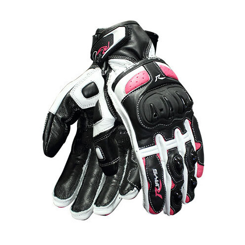 Rjays Canyon Ladies Leather Gloves -Black/White/Pink