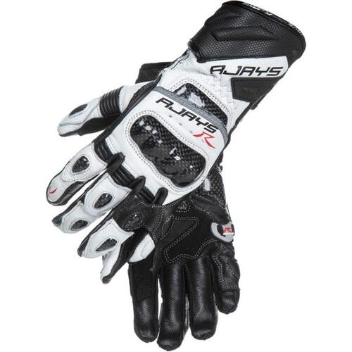 Rjays Long Cobra 2 Carbon Ladies Motorcycle Glove White/ Black (Xs)