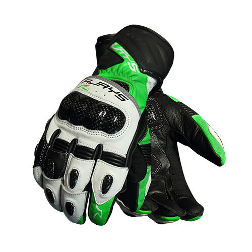 Rjays Long Cobra 2 Carbon Mens Leather Gloves -Green/White/Black