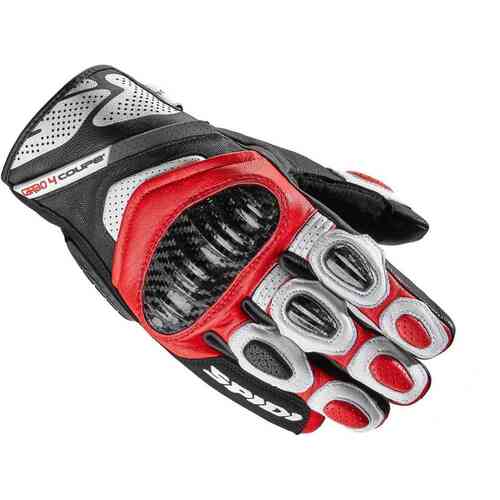 Spidi Carbo 4 Coupe Motorcycle Leather Gloves - Black/White/Red
