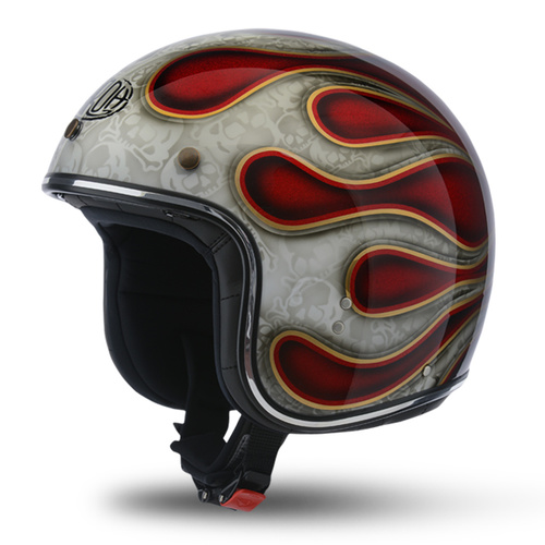 New Airoh Riot Flame Red Glitter Vintage Style Helmet- XS