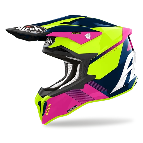Airoh Strycker Blazer Motorcycle Helmet - Blue/Pink Gloss [Size: Small]