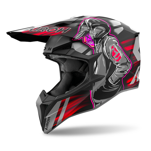 Airoh Wraap Cyber Red Matt Motorcycle Helmet [Size: Small]