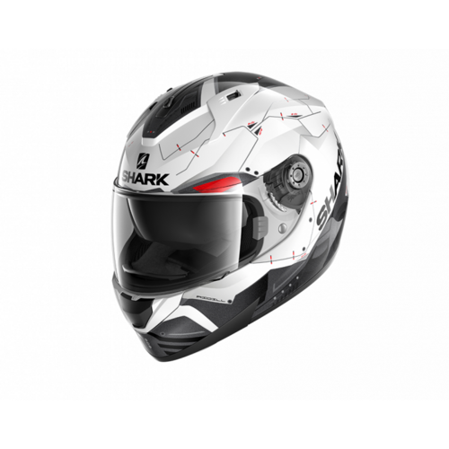 Shark Ridill Mecca Motorcycle Helmet - White/Black/Red