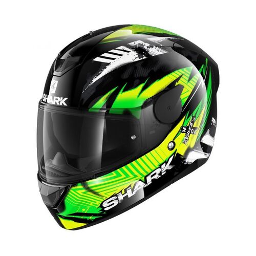 Shark D-Skwal 2 Penxa Motorcycle Helmet - Black/Green/Yellow