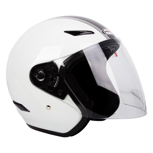 Rxt A218 Metro Retro Open Face Motorcycle Helmet - White/Dark Silver