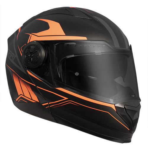 RXT 909 Flip-Up Motorcycle Helmet Matt Black/Neon Orange Medium