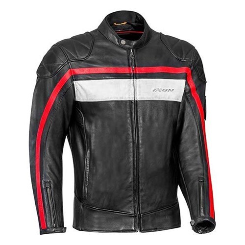 Ixon Pioneer Leather Motorcycle Jacket - Black/White/Red