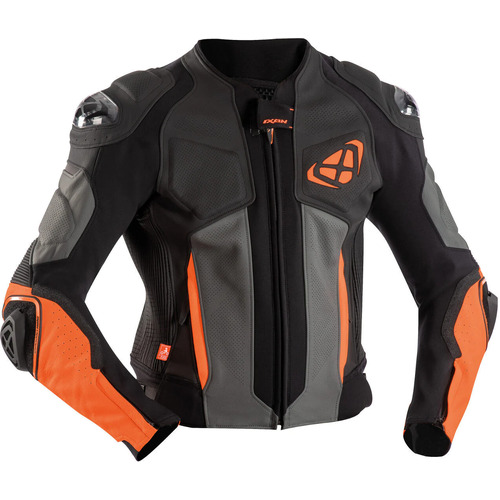 Ixon Vendetta Evo Motorcycle Leather Jacket - Black/Anthracite/Oranage