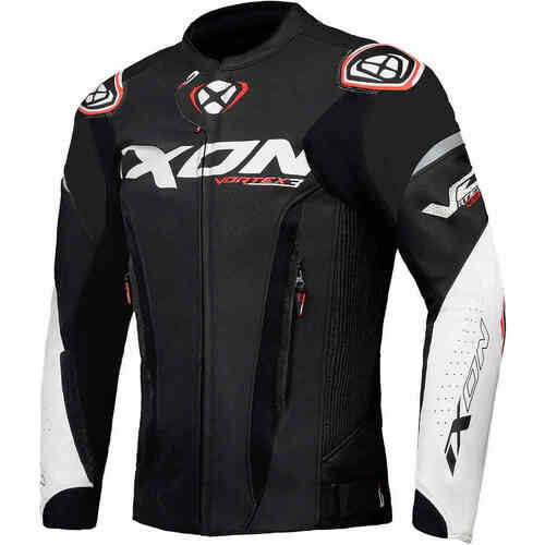 Ixon Vortex 3 Leather Motorcycle Jacket Black /White (Md)
