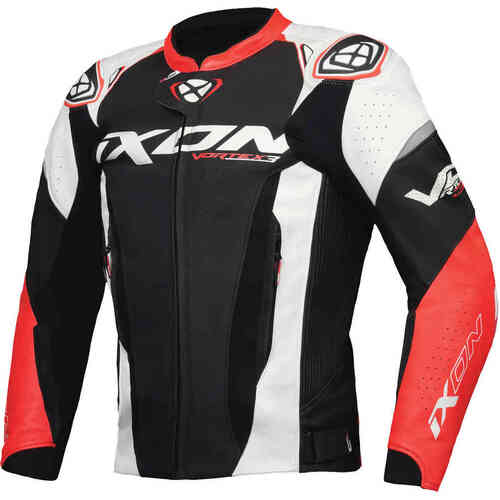 Ixon Vortex 3 Leather Motorcycle Jacket Black /White /Red (Sm)