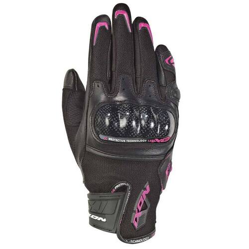 Ixon Ladies RS Rise Air Ultra Ventilated Leather Motorcycle Gloves - Black/Pink